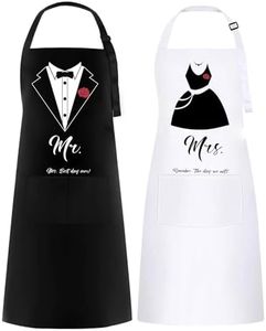 FunChaos 2 Parejas Delantales, Delantales de Cocina, Delantales de Chef, Delantales Impermeables para Hombres y Mujeres, Regalo para Bodas, Compromisos, día de San Valentín, Navidad (Suit)