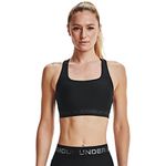 Under Armour womens Crossback Mid Impact Sports Bra , Black (001)/Jet Gray , Medium