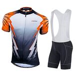 sponeed Bicycle Bike Jersey Bib Shorts Cycling Men Jacket Riding Bibs Padded Asia XL/US L Orange