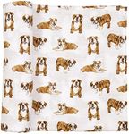 Mud Pie Bulldog Print Muslin Baby Swaddle Blanket, 47" x 47" (12140053)