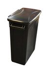 Chabrias Ltd Black Slim 87L Rectangular Plastic Recycling Slim Bin with Black Hinged Lid - Ideal for Home or Office Waste Management and Commercial Use (75.6 x 50.7 x 27.2 cm)