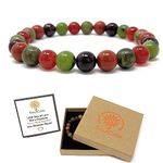 Men's Love & Passion Crystal Power Bead Bracelet, Stretch Crystal Gemstone Bracelet, Soul Cafe Box & Tag