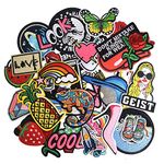 J.CARP 42Pcs Random Assorted Embroidered Iron on Patches, Cute Sewing Applique for Jackets, Hats, Backpacks, Jeans, DIY Accessories