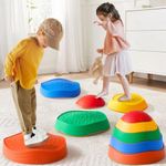 Tiny Land Stepping Stones for Kids, 5pcs Toddler Stepping Stones, Sensory Stepping Stones for Promoting Toddler's Balance & Coordination Skills, Stepping Stones for Toddlers 3-5 (Rainbow Color)
