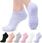 CTHH 6 Pairs Pilates Socks Yoga Socks Non-Slip With Grips for Women Pilates, Pure Barre, Hospital, Barefoot Workout, Pregnant