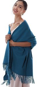 RIIQIICHY Winter Scarf for Women Blue Pashmina Shawls Wraps for Evening Dresses Large Warm Soft Scarves