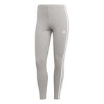 adidas Women's Essentials 3-Stripes High-Waisted Single Jersey Leggings, Medium Grey Heather/White, M