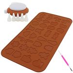 Dadamong Silicone Baking Mat Macaron Cookie Sheet Christmas Pattern, 32-Capacity Nonstick Macaron Chocolate Making Mold Set Includes Decorating Piping Pot with 5pcs Nozzles and Scriber Needle