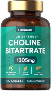 Choline Bitartrate Tablets 1305mg | 120 Count | High Strength Choline Supplement | Suitable for Vegans | by Horbaach