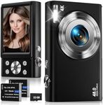 Digital Camera, Autofocus Compact Camera HD 2.7K 48MP with 2.8" Large Screen, 16X Digital Zoom, Portable Mini Camera for Photography, YouTube Vlogging Camera for Kids,Adult,Beginners (4K+Black)