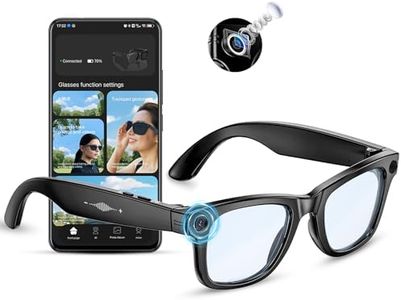AI Smart Glasses 4K HD Camera, 270mAh, 800W Anti-Shake Camera Glasses with Video Recording Dual Mic, Simultaneous Interpretation/GPT Identify Objects（Blue Light）