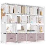 Mavivegue Bookshelf,16 Cube Storage Organizer,Book Shelf Organizer,Tall Bookcase Shelf, White Cube Shelf, Cubbies Closet Storage Organizer Shelves for Bedroom,Living Room,Home,Office