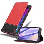 cadorabo Book Case works with Samsung Galaxy NOTE 4 in RED BLACK - with Magnetic Closure, Stand Function and Card Slot - Wallet Etui Cover Pouch PU Leather Flip