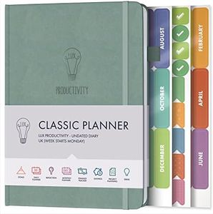 Daily Planner & appointment diary - Gratitude journal, wellness journal & 2024 Undated weekly planners and organisers - Desk journals for women & men - LUX Productivity Classic (SLATE BLUE)