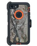 Hand-e Muscle Series Belt Clip Case for Apple iPhone 7 / iPhone 8 / iPhone SE “2020” (4.7”) 2-in-1 Protective Defender w Screen Protector & Holster & Kickstand/Shock & Drop Proof – Camouflage/Orange