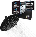 SparkPod 7 Spray Settings Shower Head - Adjustable High Flow Shower Head with Mist Setting - Showerhead Replacement Head for The Bathroom (8 Inch, Midnight Black Matte)
