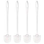 Toilet Brush White Soft Bristle Long Handle Toilet Brush and Holder Eco Plastic Toilet Bowl Brush Cleaner -14.17 inch Handle Length (4 Pack)