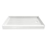 iBath Shower Base, 60” L*30“ W Single Threshold Shower Pan with Non-Slip Texture. CSA Fiberglass Right Drain Shower Base for Alcove Wall installations