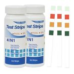 4-in-1 Hot Tub Test Strips,100 Pcs Pool Test Strips for PH,Chlorine & Clearwater,Pool Water Hardness Testing Kit,Clear Water Dip Tester Strip for Lazy Spa,Bromine,Total Alkalinity & Cyanuric Acid