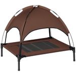 PawHut 76cm Elevated Dog Bed Cooling Raised Pet Cot UV Protection Canopy Coffee
