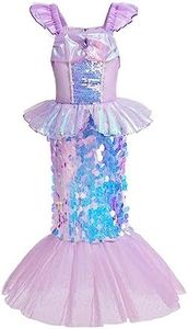 Dressy Daisy Little Girls Princess Mermaid Fancy Dress with Sequin Tail Birthday Party Halloween Costume Size 5