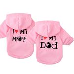 DERUILA Small Dog Sweater i Love Mommy Dog Clothes I Love My Mom|Dad Hoodie Pet Puppy Sweater for Small Dogs Girl Boy (L)…