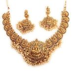 Aryavansh Emporium Girls Fashion Temple Jewellery pendant set Gold Beads Mohan mala haram. Latest Wedding Jewellery Necklace for Women and Girls