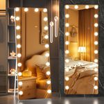 OUYOBO Full Length Mirror with Lights, 55" x 18" Led Standing Mirror, Hollywood Full Body Mirrors with Bulbs, Wall Mounted, 3 Colors Temperature