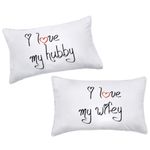 I Love My Wifey and I Love My Hubby Couples Pillowcases,His Hers 2nd Anniversary Wedding Gifts for The Couple,Romantic Valentine's Day for Husband and Wife