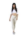 TWIN BIRDS Tailored Cut & Classic Fit Super Stretchable Ivory Snow White Coloured Cotton Elasthane Fabric Ankle Length Leggings for Women - (XXL)