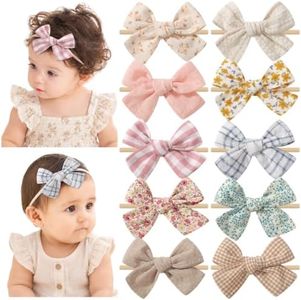 doboi 10PCS Baby Headbands Nylon Hair Bows for Girls Newborn Infant