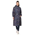 THE CLOWNFISH Juliet Series Raincoats for Women Rain Coat for Women Raincoat for Ladies Waterproof Reversible Double Layer Longcoat with Printed Plastic Pouch (Blue, XL)