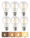 EDISHINE 6 Pack E27 Dimmable LED Edison Bulbs, E27 LED Bulbs Large Edison Screw, 60W Incandescent Bulb Equivalent, 2700K Warm White, 6.5W, Flicker Free Energy Saving Bulbs for Chandelier Table Lamp