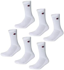 Champion Unisex Basics 6pk Crew Sports Socks, White, 9 UK