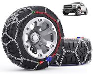 Snow-Chains Auto Fixing 1 Min Quick Installation Tire-Chains, Heavy-Duty Emergency Tire Traction Chain for Pickup Trucks and Off-road SUV Car Tires 255 265 275 285 295 - Set of 2 (HYR-A)