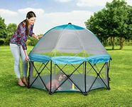 Regalo My Play Deluxe Extra Large Portable Play Yard Indoor and Outdoor Includes a Full Canopy, Teal, 8-Panel