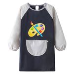 paitok Children's Art Apron Is a Waterproof Apron with Long Sleeves and Perfect for Painting, Cooking, and Messy Activities. Suitable 6-12 Years Girls/Boys Kids Apron(Black Body and Gray Sleeves)