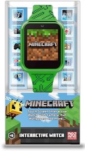 Accutime Microsoft Minecraft Green Educational Learning Touchscreen Smart Watch Toy for Boys, Girls, Toddlers - Selfie Cam, Learning Games, Alarm, Calculator, Step Tracker & more! (Model: MIN4045AZ)