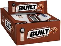 BUILT Protein Bars, Double Chocolate, 12 Count, 1.73oz Bars, Gluten Free Protein Snacks with 17g of High Protein. Chocolate Protein Bar only 130 calories & 4g sugar, Great On The Go Protein Snack