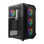 GAMDIAS AURA GC1 Gaming pc case, Mid-Tower ATX Case with Side Tempered Glass, 4X 120mm ARGB Case Fans and Sync with 5V RGB Motherboard, Tool-Free Installation, Mesh Front Panel, Tempered Glass Window