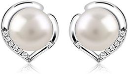 B.Catcher Pearl Earrings Freshwater 10mm Pearl Studs Earring Heart Set