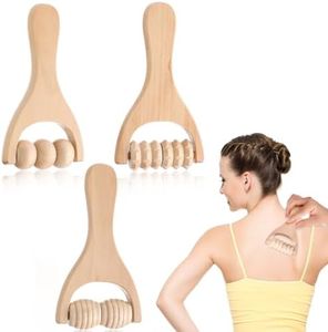 3 rodillos de madera para masaje de manos, rodillo muscular, herramientas de masaje manual para terapia de madera, rodillo masajeador, para relajar muslos, piernas, manos, músculos de cuerpo completo,