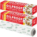 ALOUD CREATIONS 50 Meter Food Wrapping Paper Roll | Wrap Roti, Parantha, Sandwich and Burger | Keep Food Safe & Fresh | Oilproof Reusable Paper Wrap | Extra Wide 11 Inch | Paper Foil | 25M Pack of 2