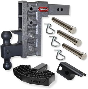 GEN-Y Hitch Tow Hitch for 2.5" Receiver - 9" Drop/Rise with 4 Adjustable Positions, Includes Step, Dual Ball Mount, Pintle Lock and 3 Locking Pins, 21,000 lbs Towing Capacity, 3,000 lbs Tongue Weight