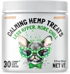 Calming Hemp Treats for Dogs Made in USA Organic Hemp Natural Separation Aid Helps with Barking, Chewing, Thunder, Fireworks, Aggressive Behavior Soothing Stress Relief Natural Relaxation 30 Chews