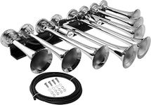 Vixen Horns Train Horn for Truck/Car. 8 Air Horn Chrome Plated Trumpets. Super Loud dB. Fits 12v Vehicles Like Semi/Pickup/Jeep/RV/SUV VXH8124XLC