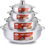 Aramco 8 Piece Alpine Gourmet Aluminum Caldero Set, 2/3.5/7/13 Quart, Silver