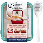 Fancy Panz Premium Dress Up & Protect Your Foil Pan, Made in USA. Hot/Cold Gel Pack, One Half Sized Foil Pan & Serving Spoon Included. Stackable for easy travel. (Aqua)