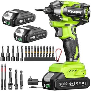Robustrue Impact Driver: 21V 1/4" Hex Cordless Impact Driver, 230N.m (2,035in-lbs) Brushless Impact Driver Drill Set, 20Psc Screwdriver Bits, 2.0 Ah Battery, Variable Speed for DIY and Automotive