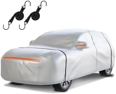 Waterproof SUV Car Cover: 6-Layer Protection from Rain, Snow, UV & Dust - Universal Fit up to 201 inches with Zipper Door & Windproof Straps for Outdoor, Garage, Travel Use, Silver